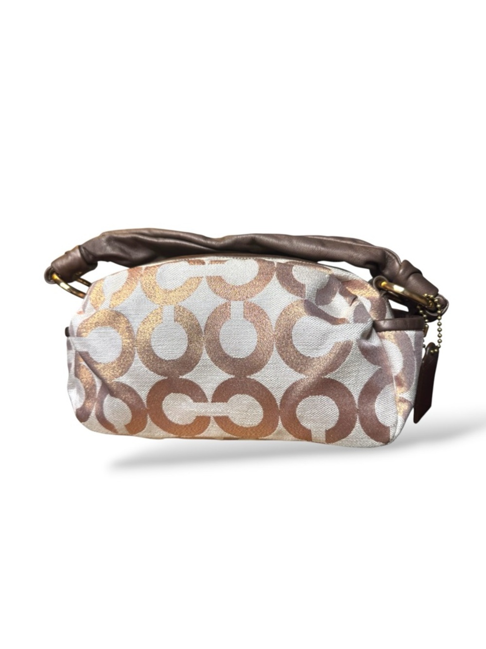 Coach Parker Op Art Shoulder Zip Bag in Metallic Gold Rose Gold - Picture 5 of 10